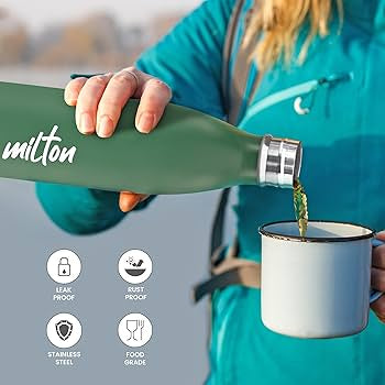 MILTON Shine 800 Ml Stainless Steel Water Bottle 800ml, Single Walled, ISI Certified I Leak Proof Lid, Rust Proof I For School, Office, Gym I Military Green