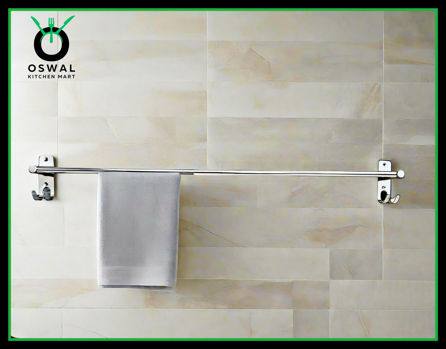 Stainless Steel Towel Rod with Double Hooks – 30-Inch Wall Mounted Hanger for Bathroom