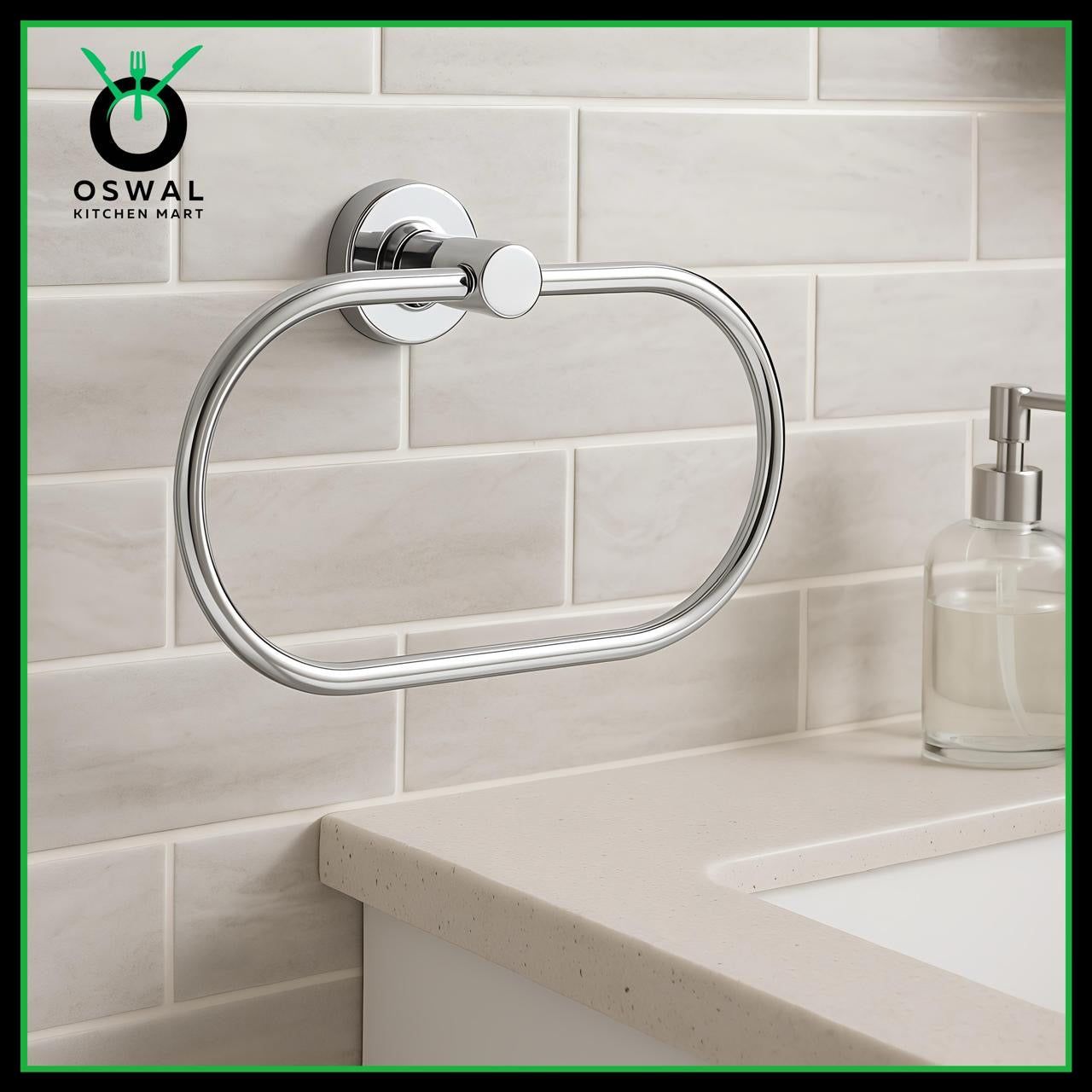 Stainless Steel Oval Towel Ring for Bathroom | Wall Mounted Napkin Holder (Pack of 1)