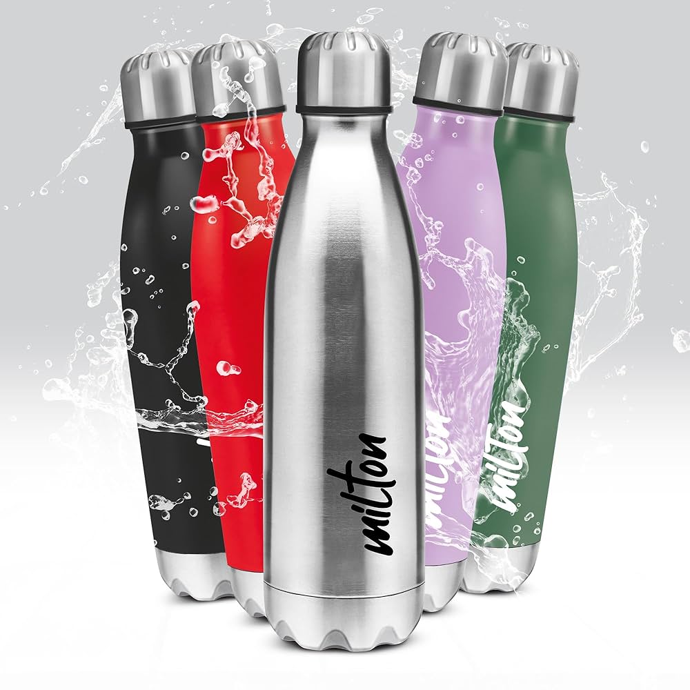 MILTON Shine 800 Ml Stainless Steel Water Bottle 800ml, Single Walled, ISI Certified I Leak Proof Lid, Rust Proof I For School, Office, Gym I Military Green