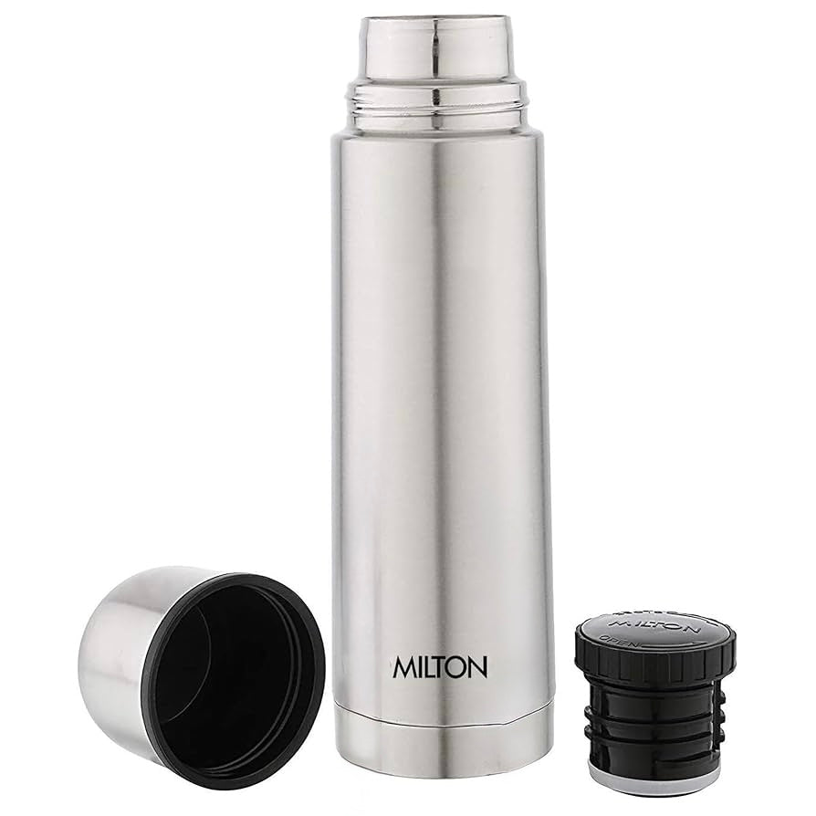 Milton Plain Lid 350 ml Thermosteel flask 350 ml, 24 Hr Hot and Cold I Leak Proof Lid with Jacket, ISI Certified I Vacuum Insulated I for Office, Gym, School