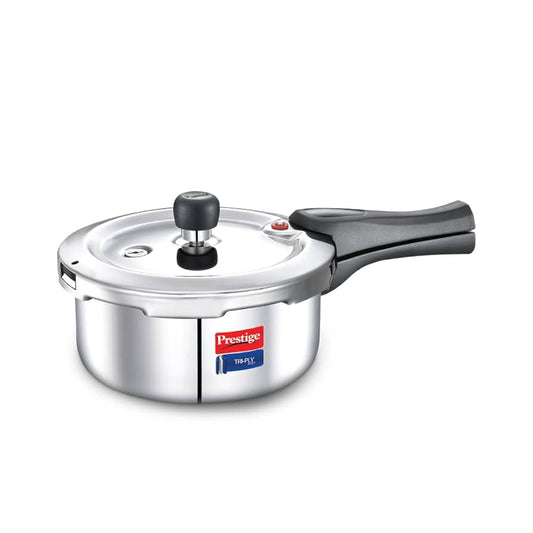 Prestige Svachh Triply Outer Lid Pressure Cooker with Unique Deep Lid for Spillage Control, 2 Litre,      304 Stainless Steel Inner Surface, Thick Gauge, 2 litre