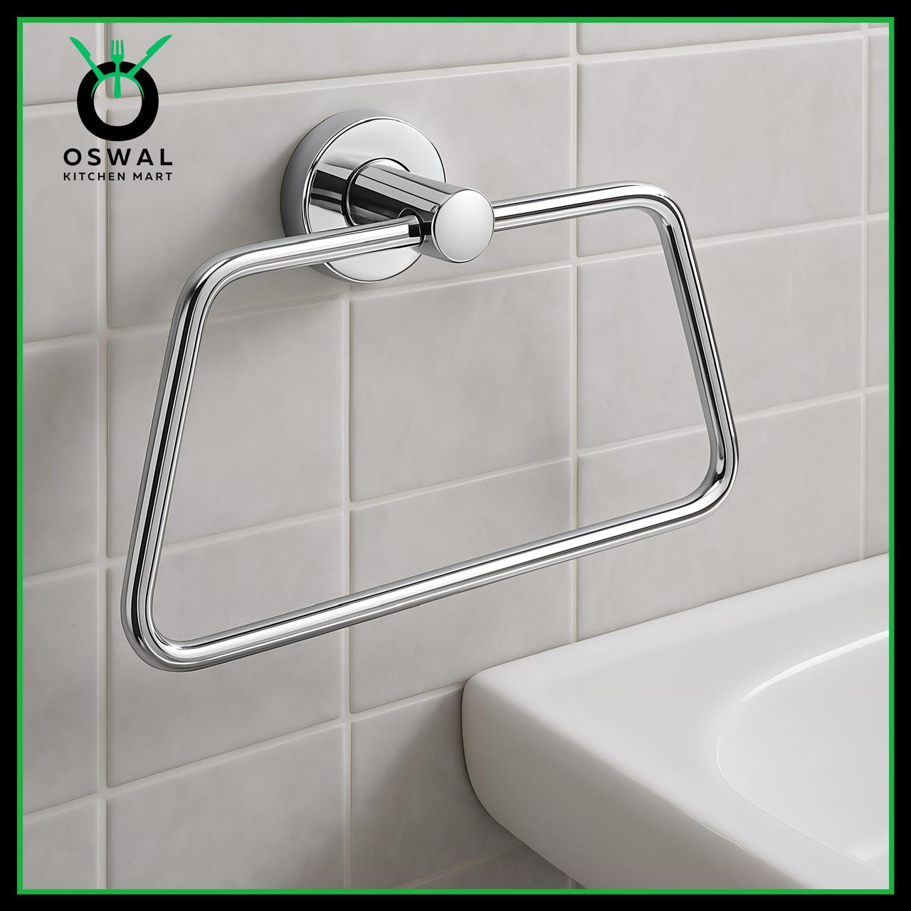 Stainless Steel Triangle Towel Ring for Bathroom | Wall Mounted Napkin & Hand Towel Holder – Stylish Sloped Design | Pack of 1