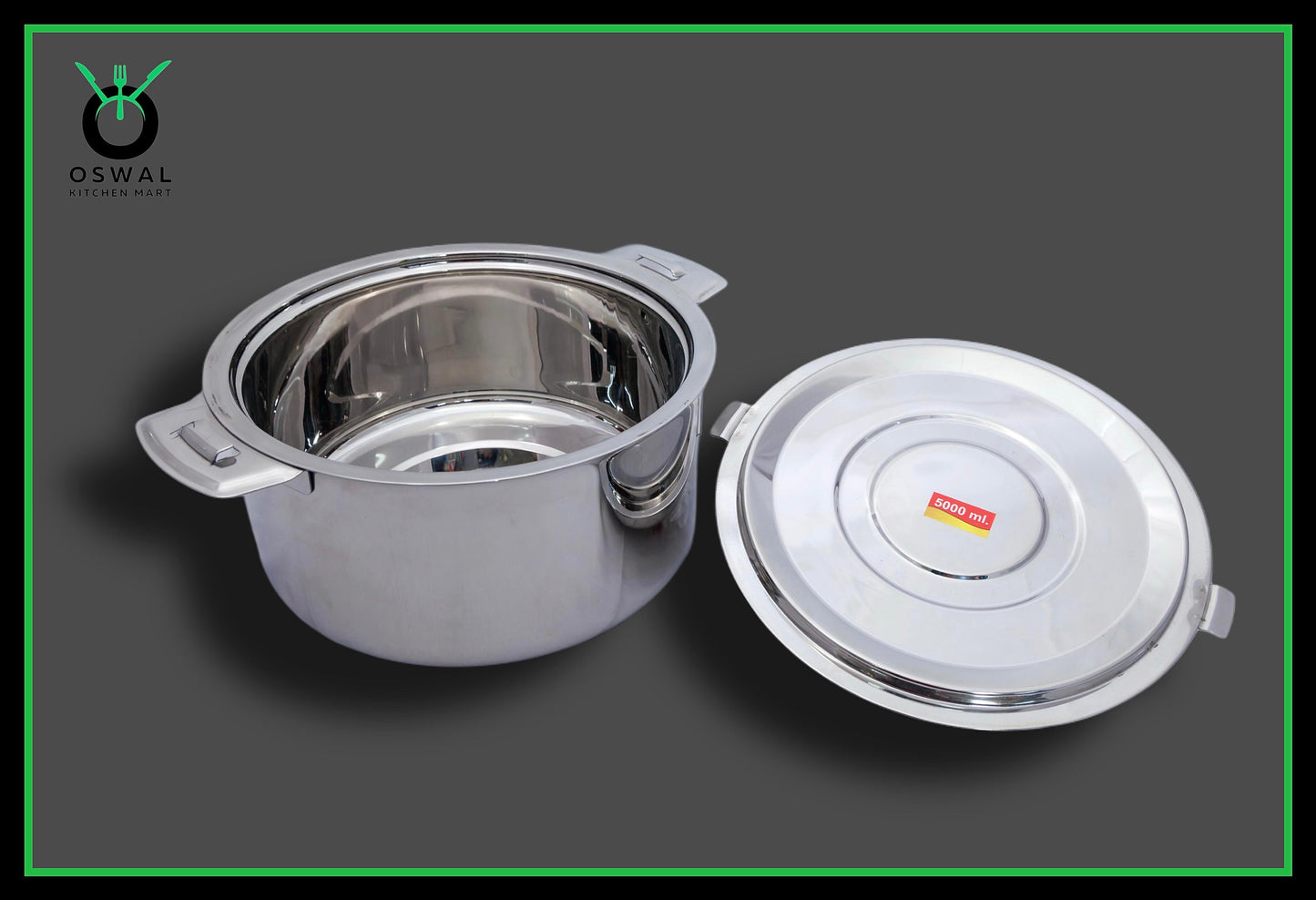 Anchor 5000 ml (5 Litre) Stainless Steel Hot Box | Extra Large Double Wall Insulated Food Container | Leak-Proof & Keeps Food Hot for Hours