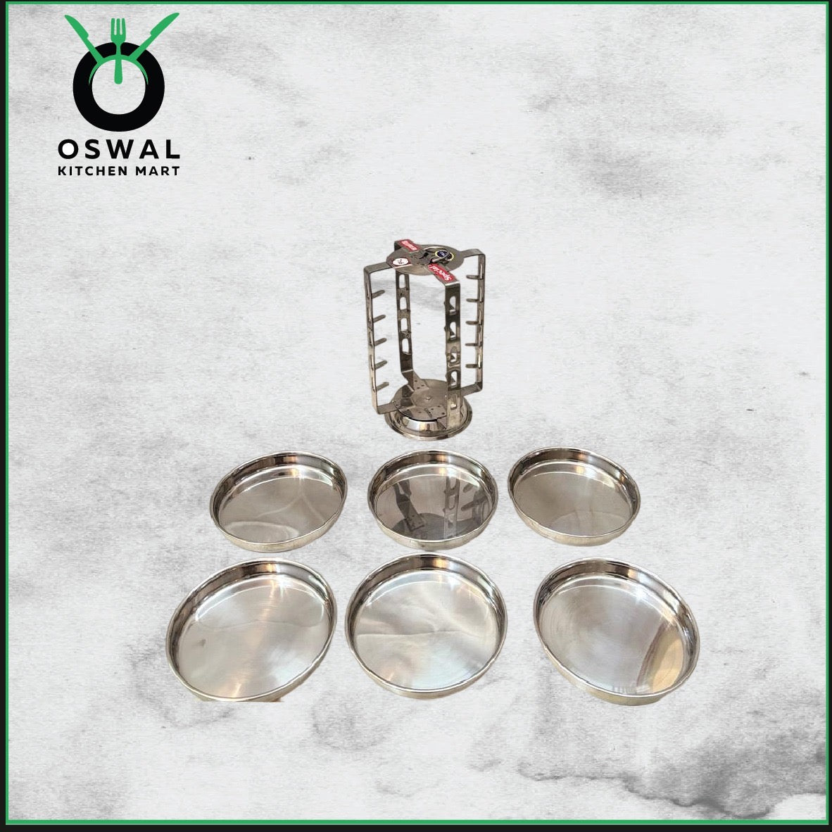 Stainless Steel 6 Plate Thatte Idli Stand| Thatte Idli Plate with Stand| Stainless Steel Dhokla/Thatte Idli Stand With 6 Plates| Pack of 1