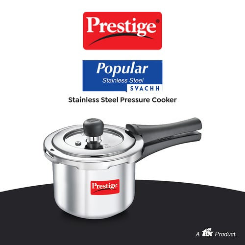 Prestige Popular Svachh Spillage Control Stainless Steel Outer Lid Pressure Cooker, 1.5 Litre