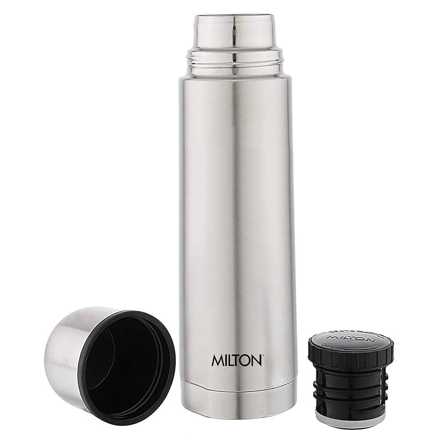 Milton Plain Lid 500 ml Thermosteel flask 500 ml, 24 Hr Hot and Cold I Leak Proof Lid with Jacket, ISI Certified I Vacuum Insulated I for Office, Gym, School