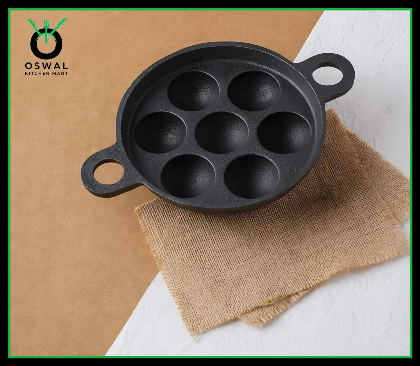 Cast Iron Paddu Appe Maker (7 Cavity) Premium Cast Iron 7 Cavity Paniyaram Paddu Maker Pre-Seasoned