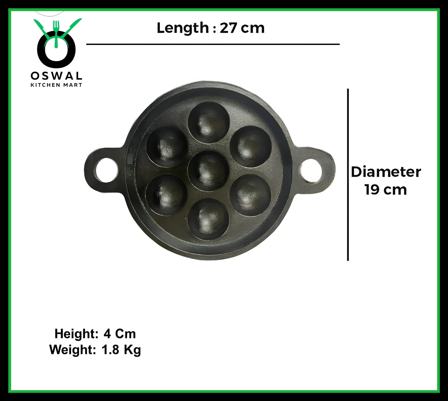 Cast Iron Paddu Appe Maker (7 Cavity) Premium Cast Iron 7 Cavity Paniyaram Paddu Maker Pre-Seasoned