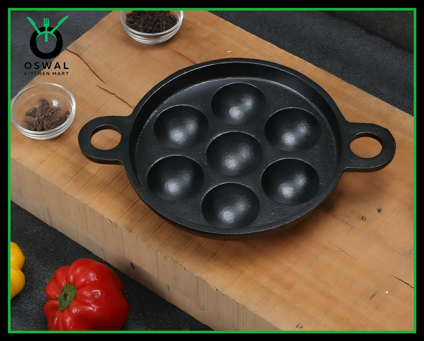Cast Iron Paddu Appe Maker (7 Cavity) Premium Cast Iron 7 Cavity Paniyaram Paddu Maker Pre-Seasoned