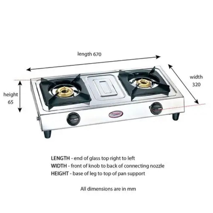 Prestige Star Stainless Steel 2 Burners Gas Stove