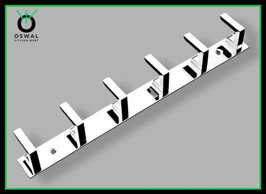 Stainless Steel Wall Mounted 6-Hook Hanger Rack (Pack of 1)