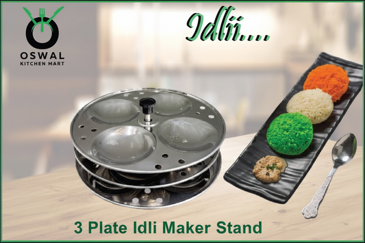 Stainless Steel 3 Plate Idli Maker Stand | 12 Idli Maker Stainless Steel | Idli  Stand for Home | Pack Of 1|
