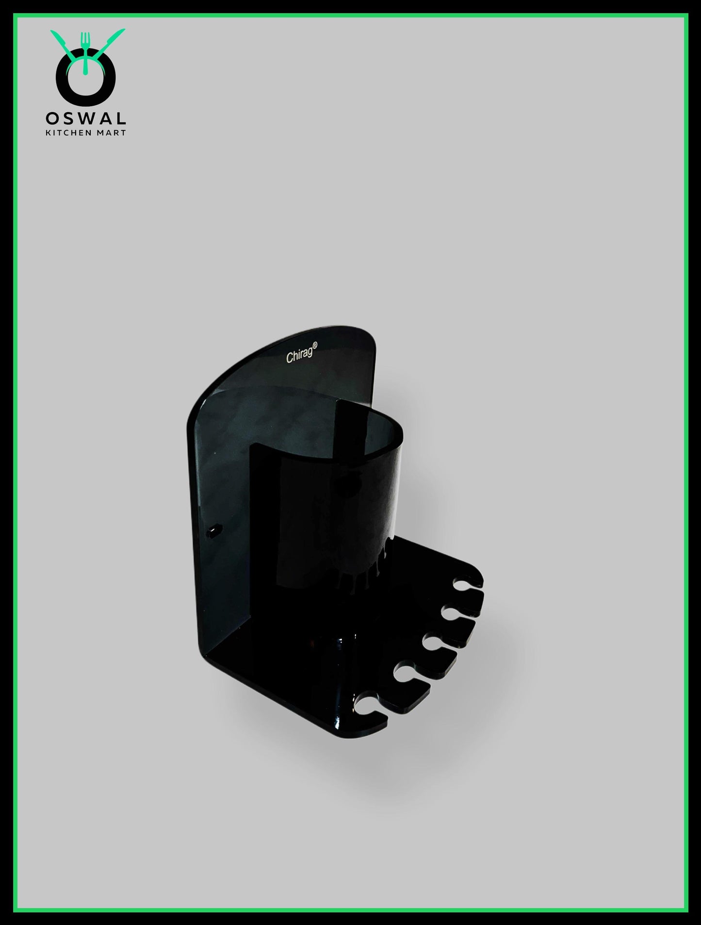 Chirag Black Acrylic Toothbrush & Toothpaste Holder – Wall Mounted Bathroom Organizer (Pack of 1)
