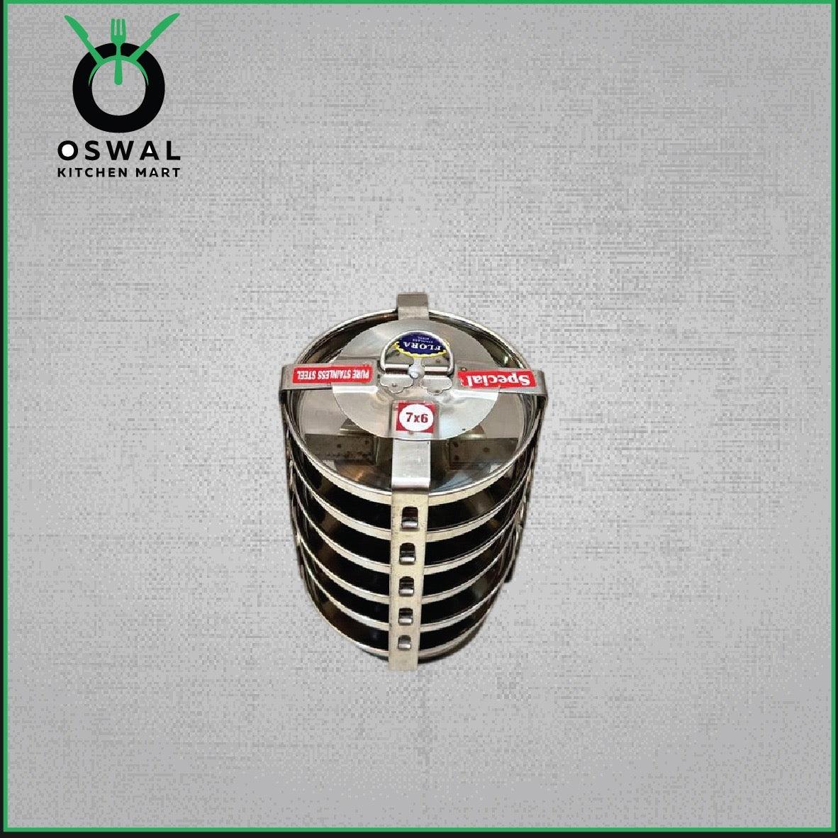 Stainless Steel 6 Plate Thatte Idli Stand| Thatte Idli Plate with Stand| Stainless Steel Dhokla/Thatte Idli Stand With 6 Plates| Pack of 1