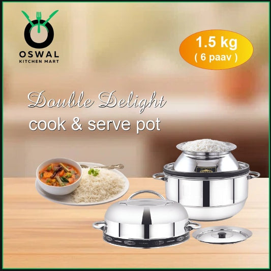 Sreeram Janapriya Stainless Steel Thermal Rice Cooker – 1.5 Kilogram    (6 Paav) Double Layer Stainless Steel Thermal Cooker| Stainless Steel Steam Pot