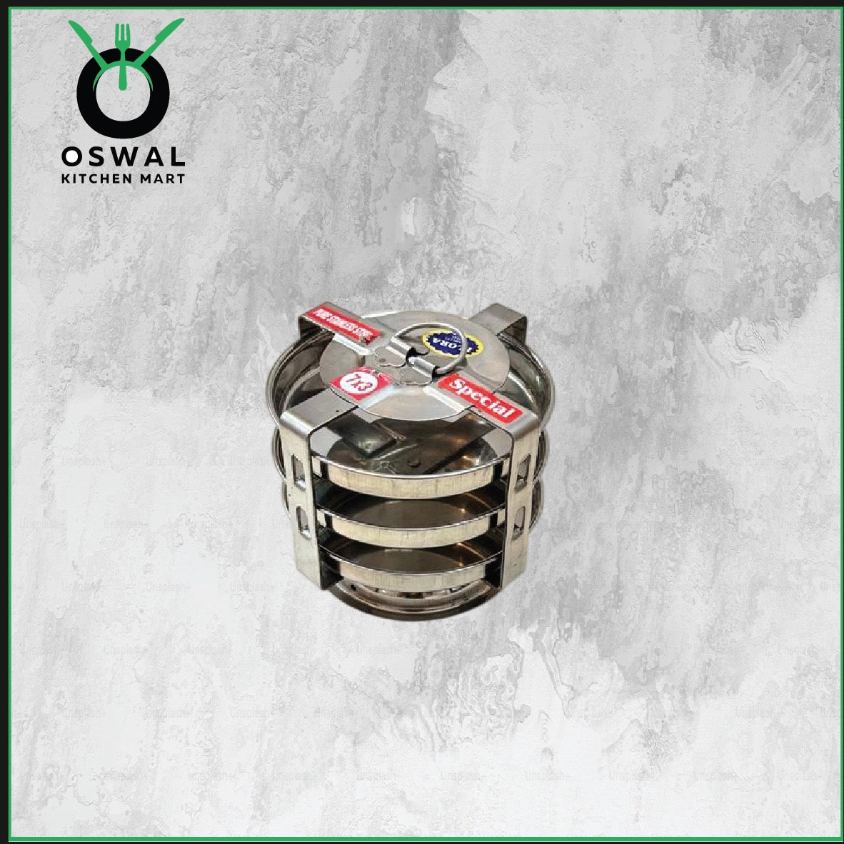 Stainless Steel 3 Plate Thatte Idli Stand| Thatte Idli Plate with Stand| Stainless Steel Dhokla/Thatte Idli Stand With 3 Plates| Pack of 1