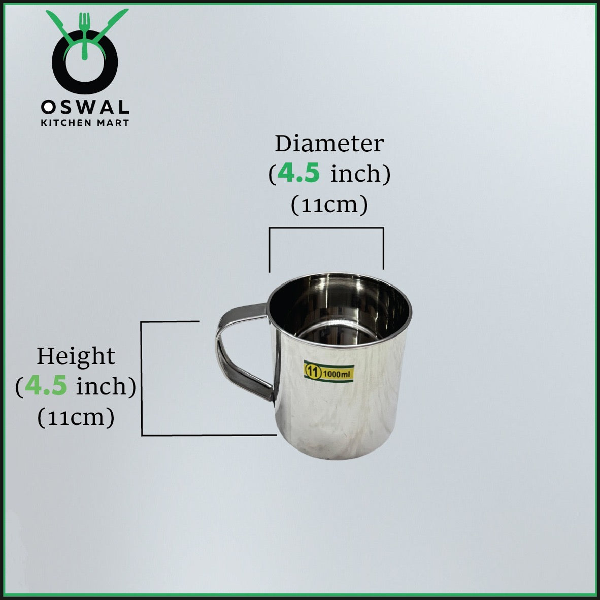 Stainless Steel Mug 1000ML |Stainless Steel Coffee Mug | Steel Cup with Handle | Steel Cups for Tea for Home, Travel, Outdoor | Tea, Coffee & Milk Mug | Rust-Proof Camping & Hiking Mug (Pack Of 1)