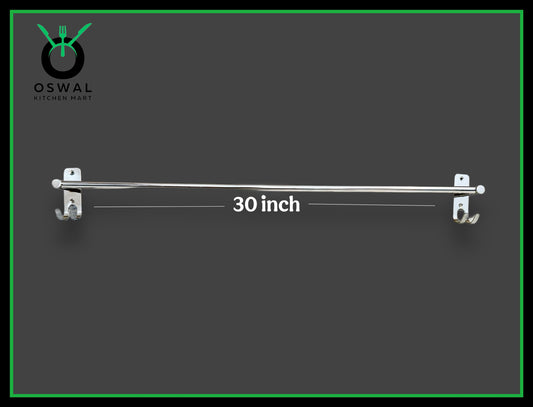 Stainless Steel Towel Rod with Double Hooks – 30-Inch Wall Mounted Hanger for Bathroom