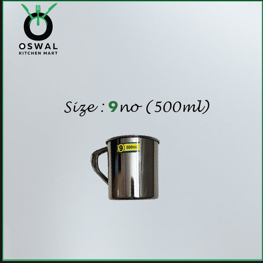 Stainless Steel Mug 500ML |Stainless Steel Coffee Mug | Steel Cup with Handle | Steel Cups for Tea for Home, Travel, Outdoor | Tea, Coffee & Milk Mug | Rust-Proof Camping & Hiking Mug (Pack Of 1)