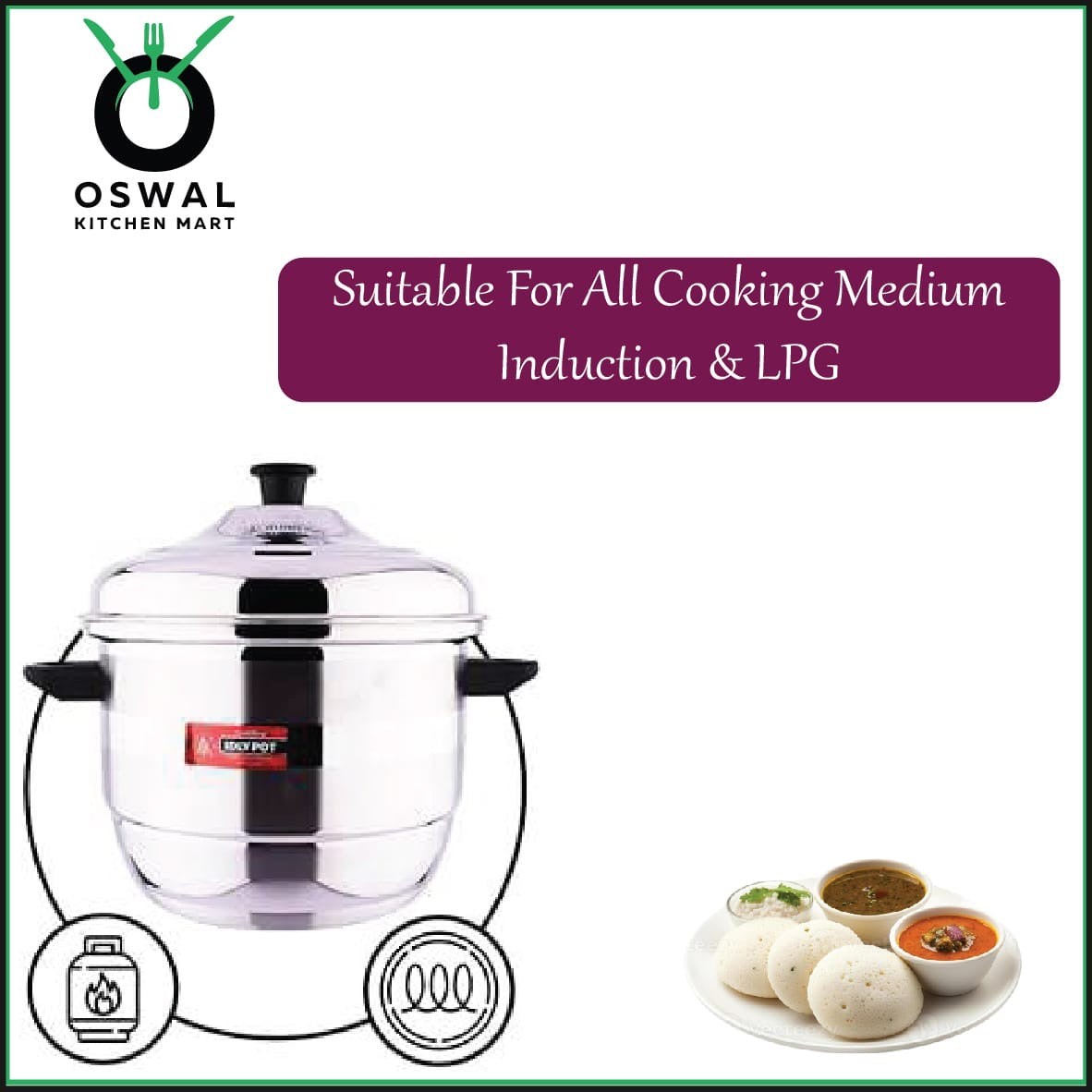 Stainless Steel Idli Steamer with 5 Idli Plates (30 Idlis)&1 Steamer Plate| ISI Mark Certified|Gas & Induction Compatible|Durable Knobs & Handle |EuroStyle Multipurpose Cookware for Idli,  Idiyappam, Dhokla,Modak & Serving More(Pack Of 1)