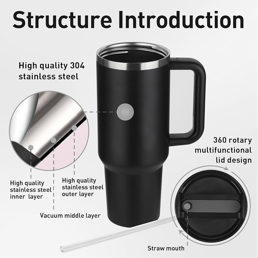 Tumbler with Handle-Insulated Stainless Steel Travel Mug