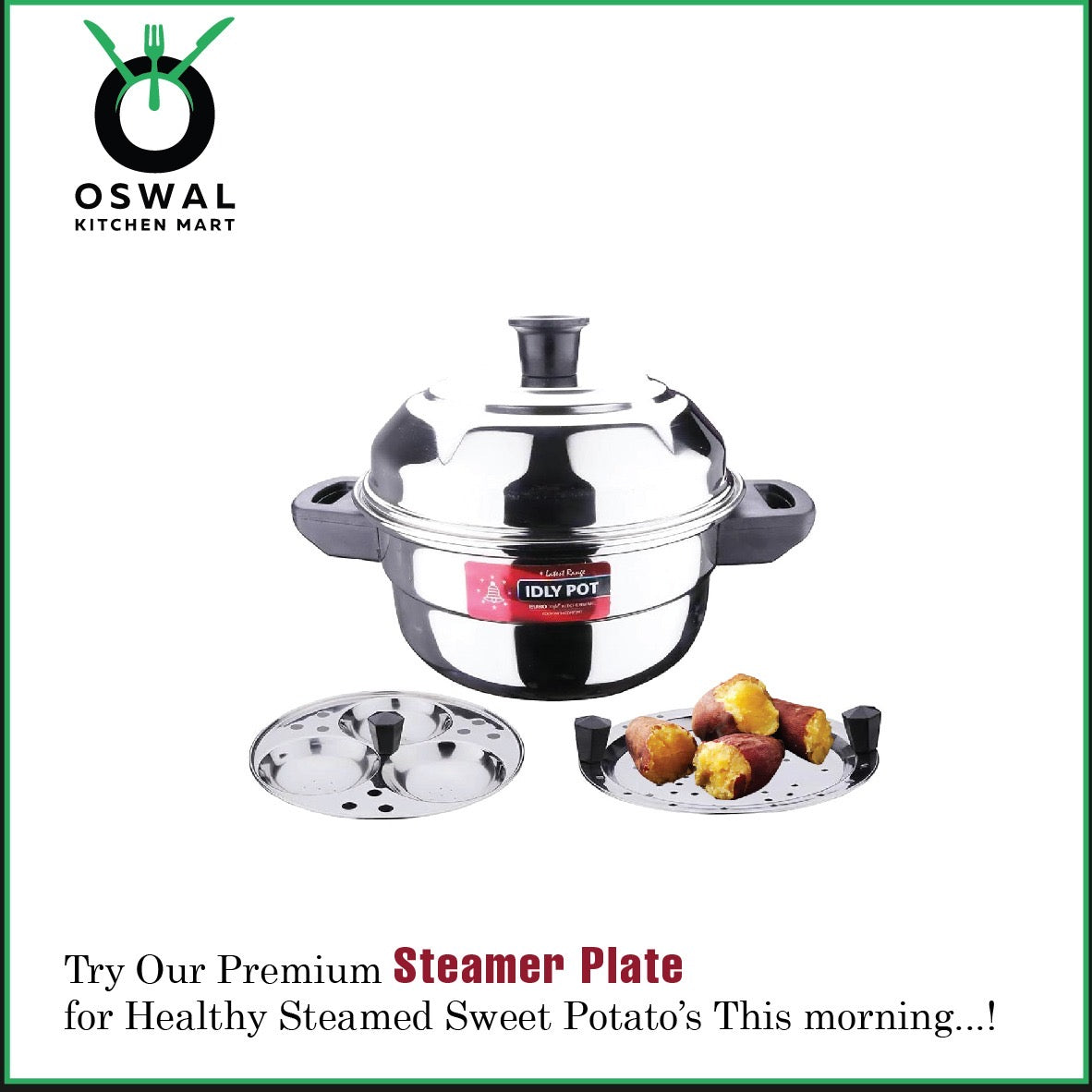 Eurostyle Premium Stainless Steel Idli, Idiyappam & Dhokla Steamer - ISI Mark Certified - (2Idli plates(6 idlis) +1 Steamer Plate) for Flawless Fluffy Idlis - 1.5L capacity - 3Years warranty (Pack Of 1)