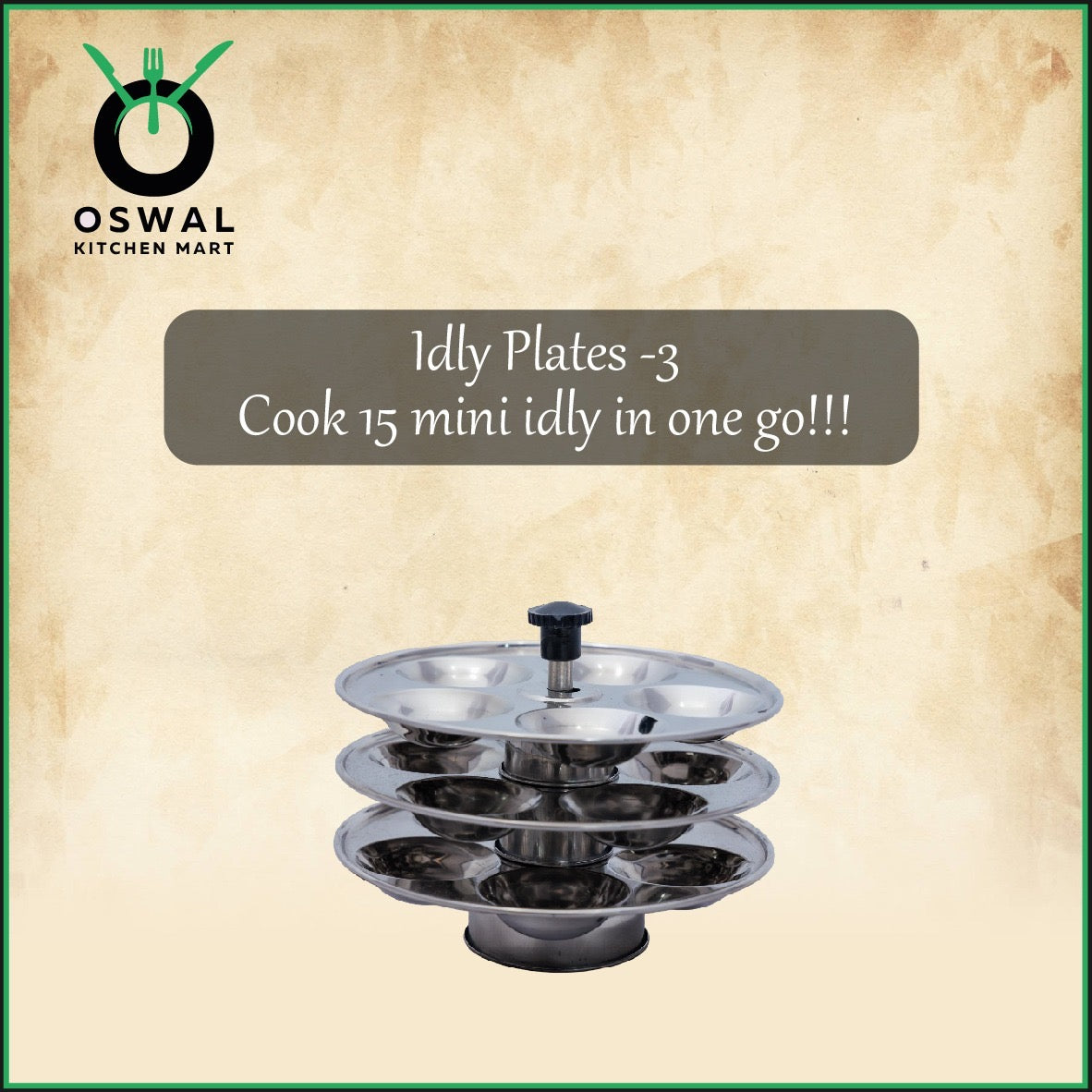 Stainless Steel 3-Tier Mini Idli Plate With Stand | Makes 15 Mini Idlis at Once | Pack of 1