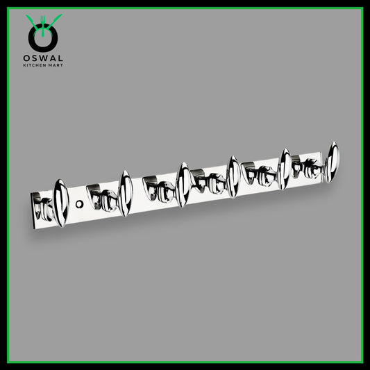 Stainless Steel Wall Mounted 6-Hook Hanger Rack (Pack of 1)