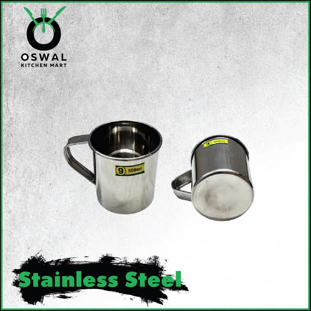 Stainless Steel Mug 500ML |Stainless Steel Coffee Mug | Steel Cup with Handle | Steel Cups for Tea for Home, Travel, Outdoor | Tea, Coffee & Milk Mug | Rust-Proof Camping & Hiking Mug (Pack Of 1)