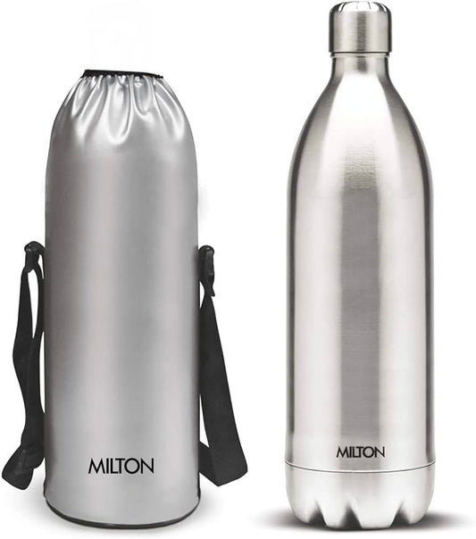 Milton Duo DLX 1800 Ml Thermosteel Water Bottle 1.8 Litre, 24 Hr Hot and Cold I Leak Proof Lid, ISI Certified I Vacuum Insulated I for Office, Gym, School