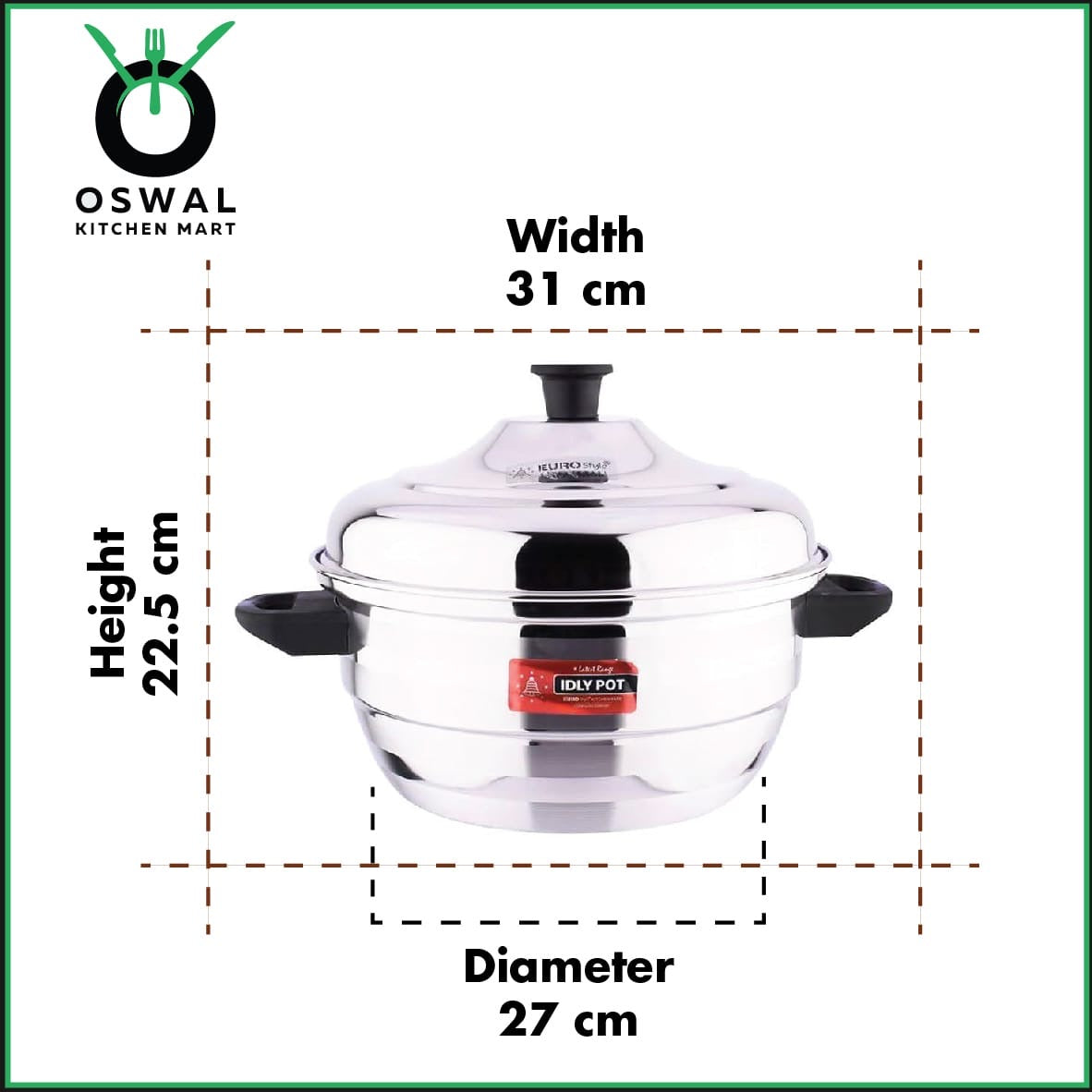 Stainless Steel Idli Steamer with 3 Idli Plates(18 Idlis) & 1 Steamer Plate | ISI Mark Certified|Gas & Induction Compatible|Durable Knobs & Handle |EuroStyle Multipurpose Cookware for Idli, Dhokla, Modak & Serving More(Pack Of 1)