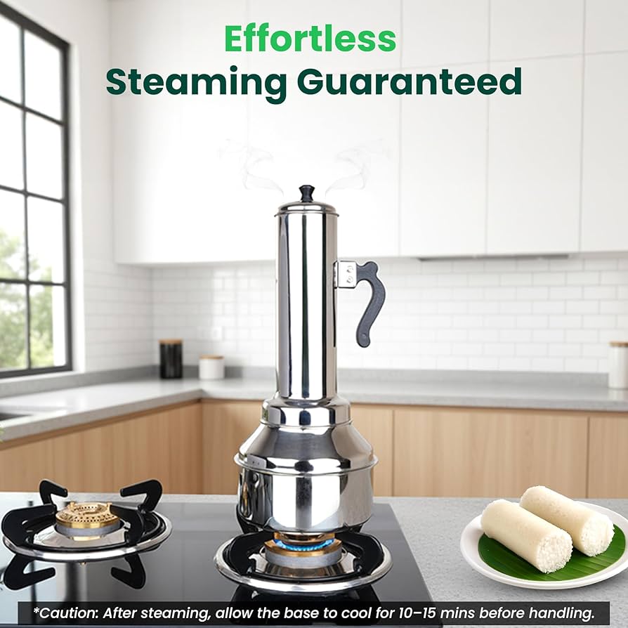 Indus Valley Stainless Steel Puttu Maker | Gas & Induction Compatible |  Length-33.5cm (Pack Of 1)