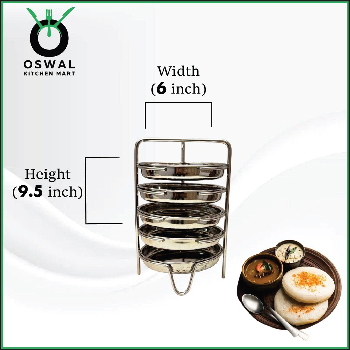 Stainless Steel Thatte Idli Stand-5Plates | Thatte Idli Plate with Stand| Stainless Steel Dhokla/Thatte Idli Stand With 5 Plates| Pack of 1