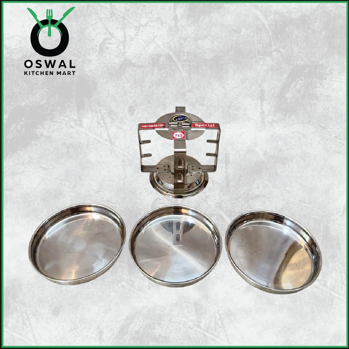 Stainless Steel 3 Plate Thatte Idli Stand| Thatte Idli Plate with Stand| Stainless Steel Dhokla/Thatte Idli Stand With 3 Plates| Pack of 1