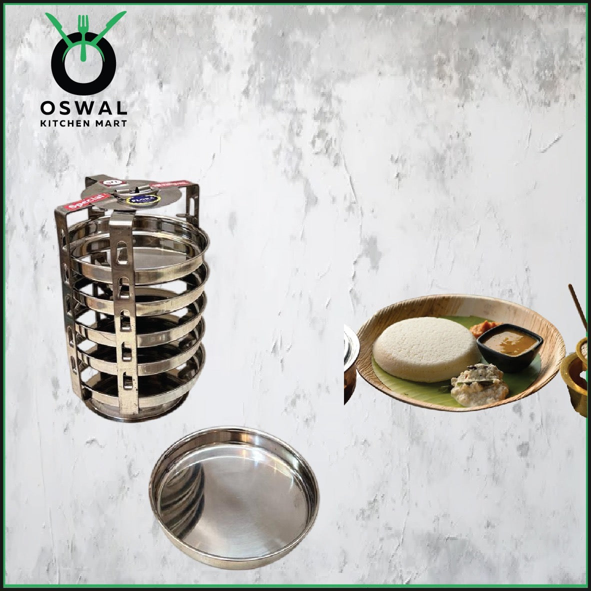 Stainless Steel 6 Plate Thatte Idli Stand| Thatte Idli Plate with Stand| Stainless Steel Dhokla/Thatte Idli Stand With 6 Plates| Pack of 1