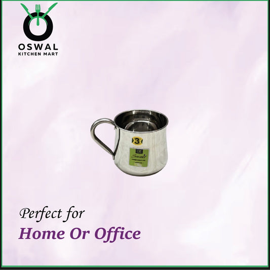 Stainless Steel 3No. Belly Shape Mug– 650ML Approx | Stylish Tea & Coffee Mug | Pack of 1