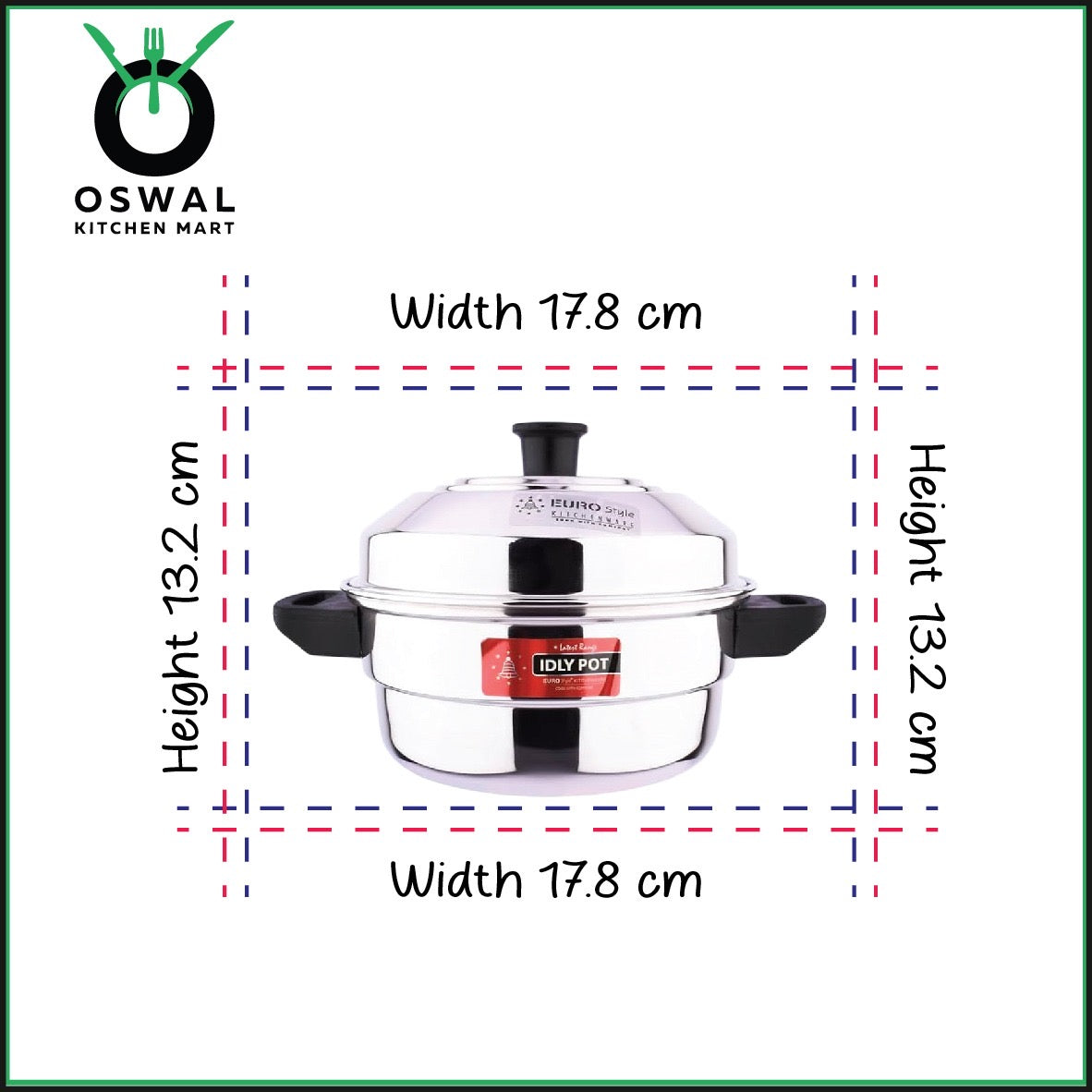 Eurostyle Premium Stainless Steel Idli, Idiyappam & Dhokla Steamer - ISI Mark Certified - (2Idli plates(6 idlis) +1 Steamer Plate) for Flawless Fluffy Idlis - 1.5L capacity - 3Years warranty (Pack Of 1)