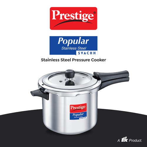Prestige 5L Popular Svachh Spillage Control Stainless Steel Pressure Cooker, 5 Litres