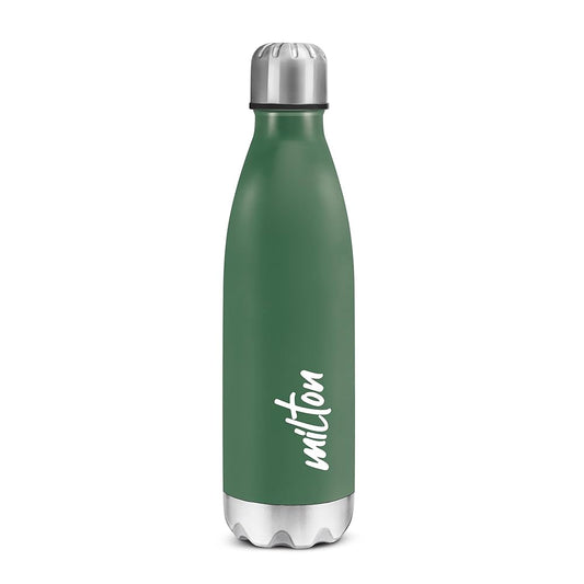MILTON Shine 800 Ml Stainless Steel Water Bottle 800ml, Single Walled, ISI Certified I Leak Proof Lid, Rust Proof I For School, Office, Gym I Military Green