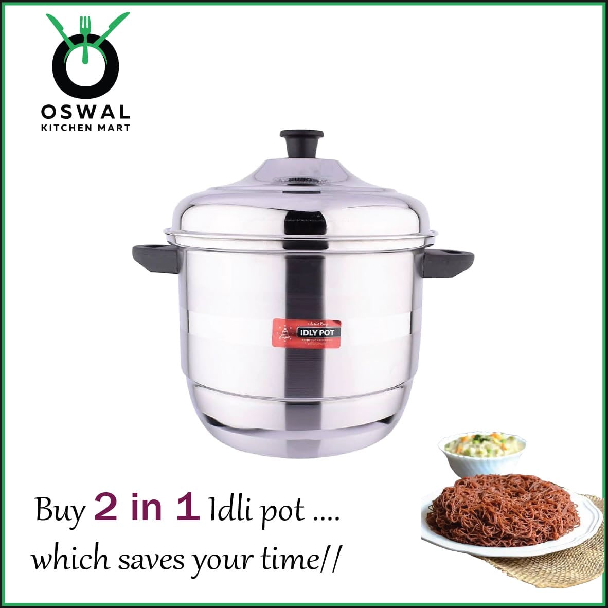 Stainless Steel Idli Steamer with 6 Idli Plates (36 Idlis)&1 Steamer Plate | ISI Mark Certified|Gas & Induction Compatible|Durable Knobs & Handle |EuroStyle Multipurpose Cookware for Idli,  Idiyappam, Dhokla,Modak & Serving More(Pack Of 1)