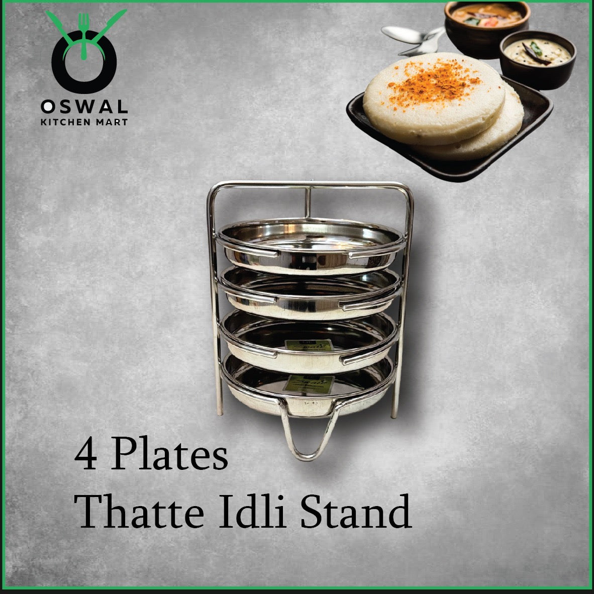 Stainless Steel Thatte Idli Stand-4Plates | Thatte Idli Plate with Stand| Stainless Steel Dhokla/Thatte Idli Stand With 4 Plates| Pack of 1
