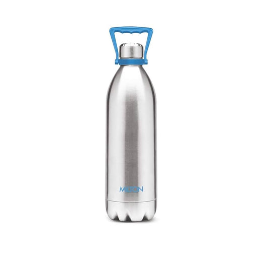 Milton Duo DLX 2000 Ml Thermosteel Bottle, 2 Litre Water Bottle with handle, 24 Hours Hot and Cold, Easy to Carry, Easy Grip, Rust Proof, Tea, Coffee, Office, Travel Bottle