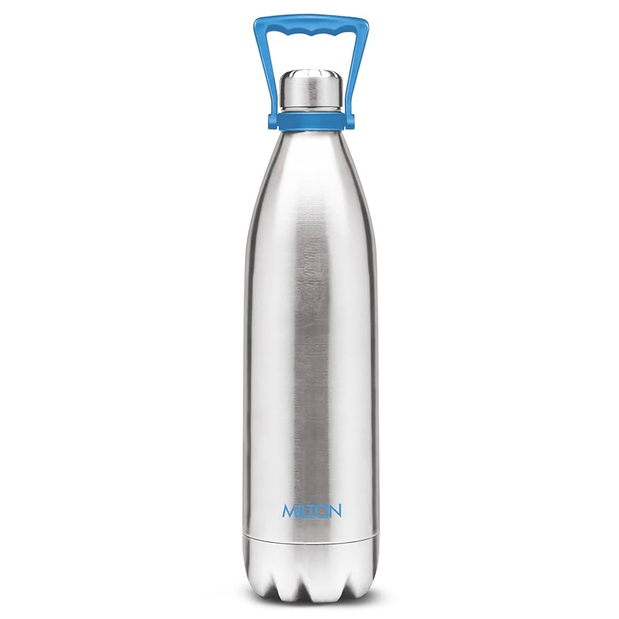 Milton Duo DLX 2200 Ml Thermosteel Bottle, 2.2 Litre Water Bottle with handle, 24 Hours Hot and Cold, Easy to Carry, Easy Grip, Rust Proof, Tea, Coffee, Office, Travel Bo