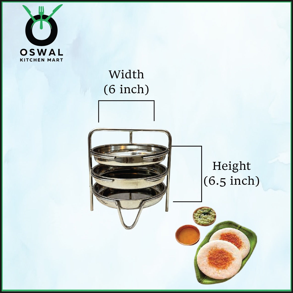 Stainless Steel Thatte Idli Stand-3Plates | Thatte Idli Plate with Stand| Stainless Steel Dhokla/Thatte Idli Stand With 3 Plates| Pack of 1