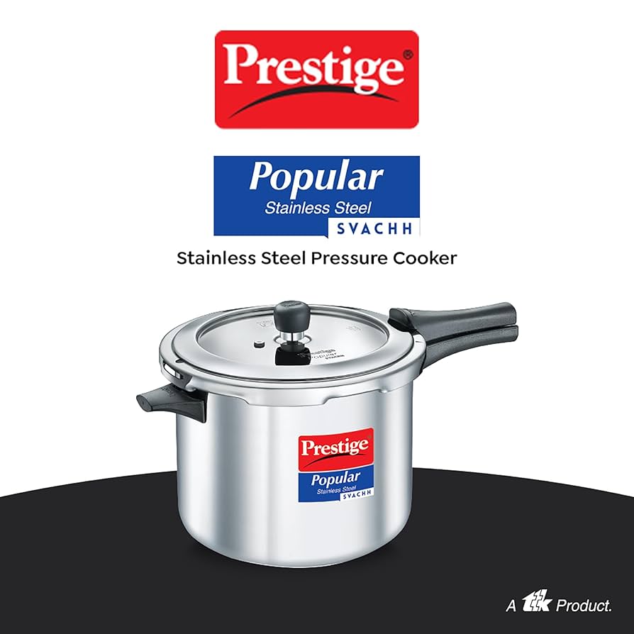 Prestige Popular Svachh Spillage Control Stainless Steel Outer Lid Pressure Cooker 7.5 Litres Gas & Induction Compatible|5 Years Warranty