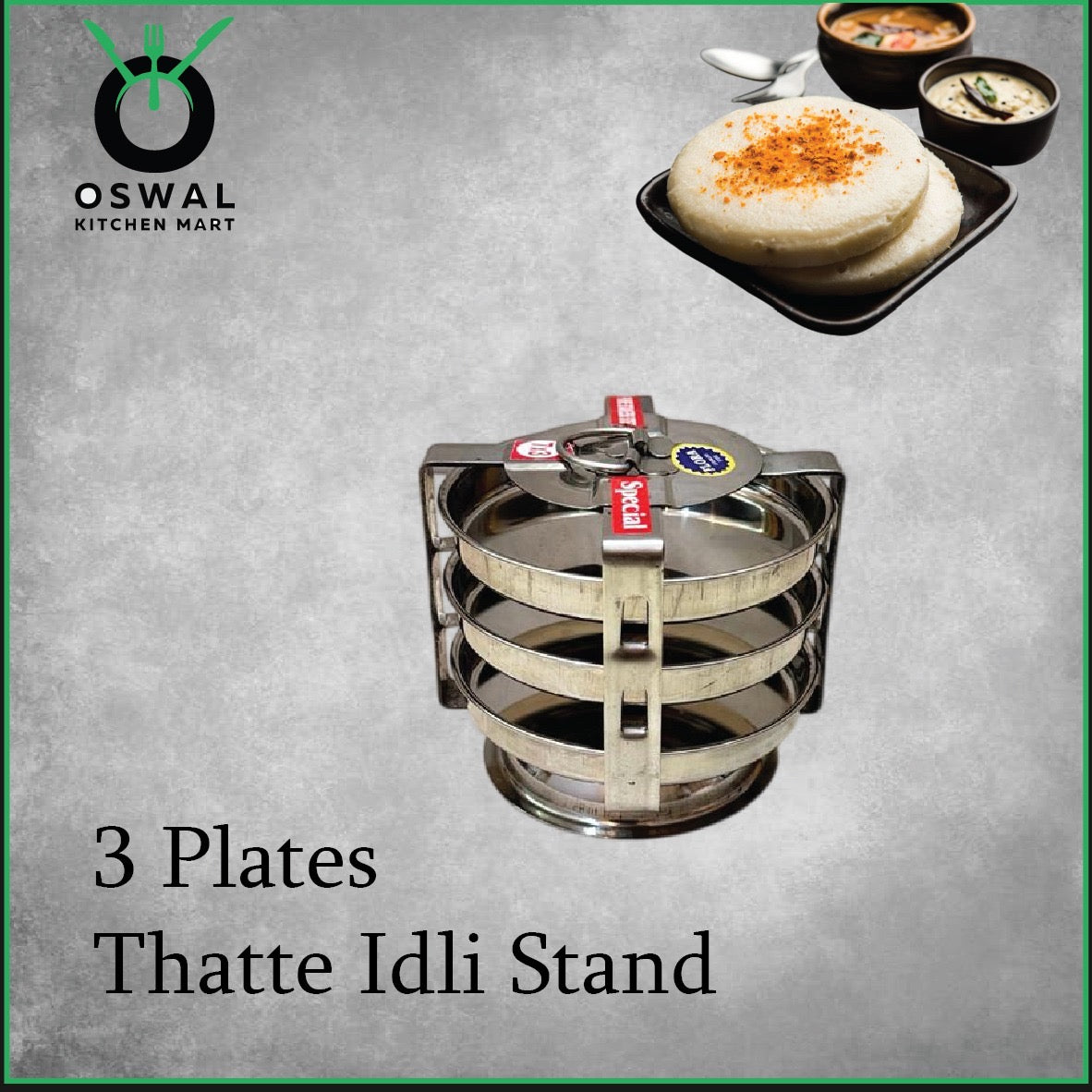 Stainless Steel 3 Plate Thatte Idli Stand| Thatte Idli Plate with Stand| Stainless Steel Dhokla/Thatte Idli Stand With 3 Plates| Pack of 1