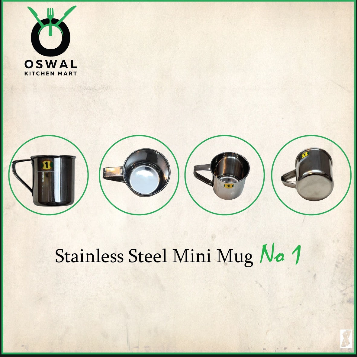 Stainless Steel Mini Mug 180 ml (Approx) |2.5 Inch Height & Diameter |Small Steel Tea Cup with Handle | Pack of 1