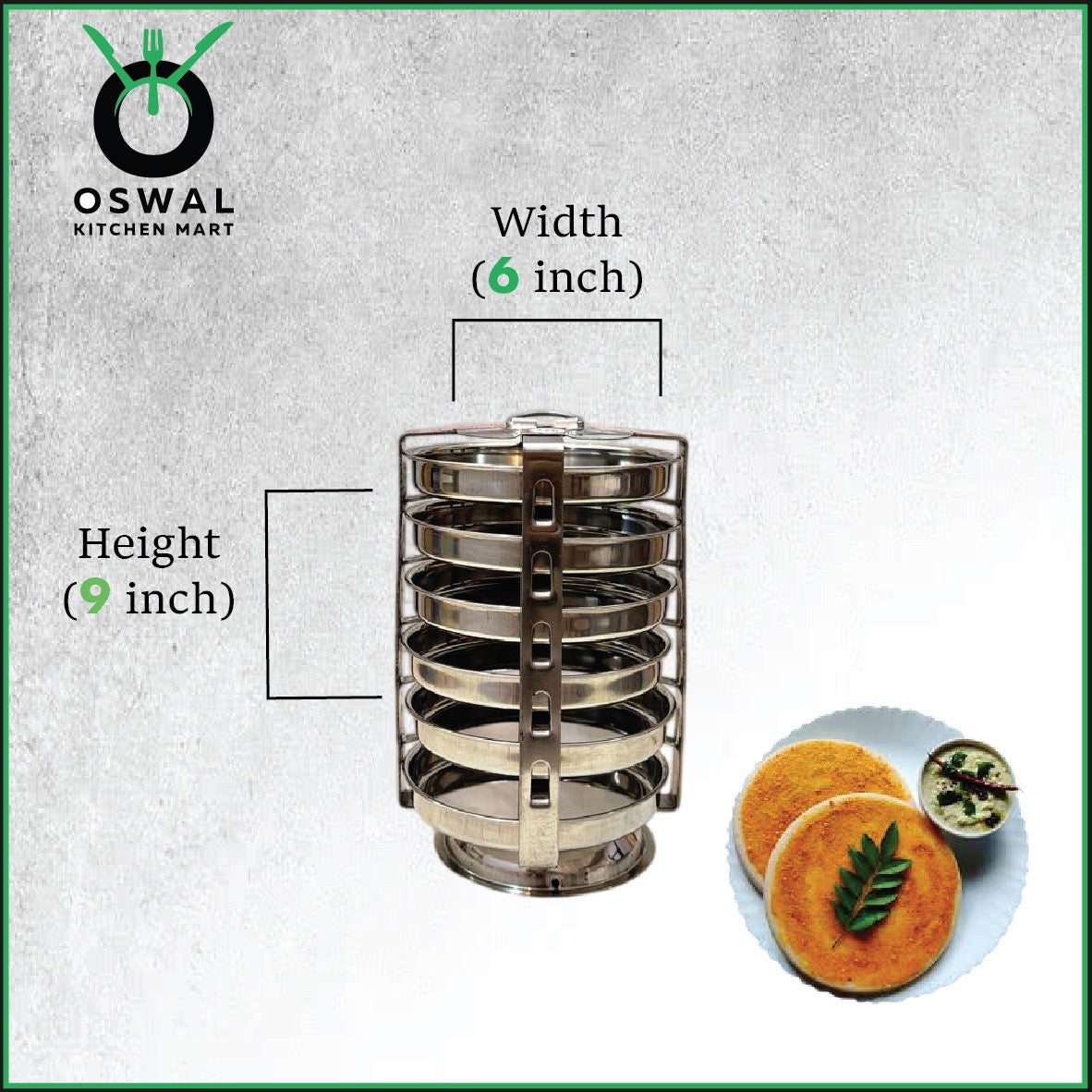 Stainless Steel 6 Plate Thatte Idli Stand| Thatte Idli Plate with Stand| Stainless Steel Dhokla/Thatte Idli Stand With 6 Plates| Pack of 1