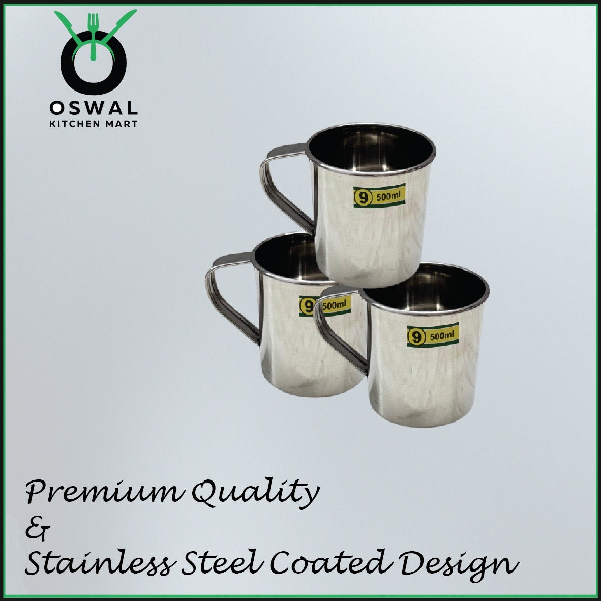 Stainless Steel Mug 500ML |Stainless Steel Coffee Mug | Steel Cup with Handle | Steel Cups for Tea for Home, Travel, Outdoor | Tea, Coffee & Milk Mug | Rust-Proof Camping & Hiking Mug (Pack Of 1)